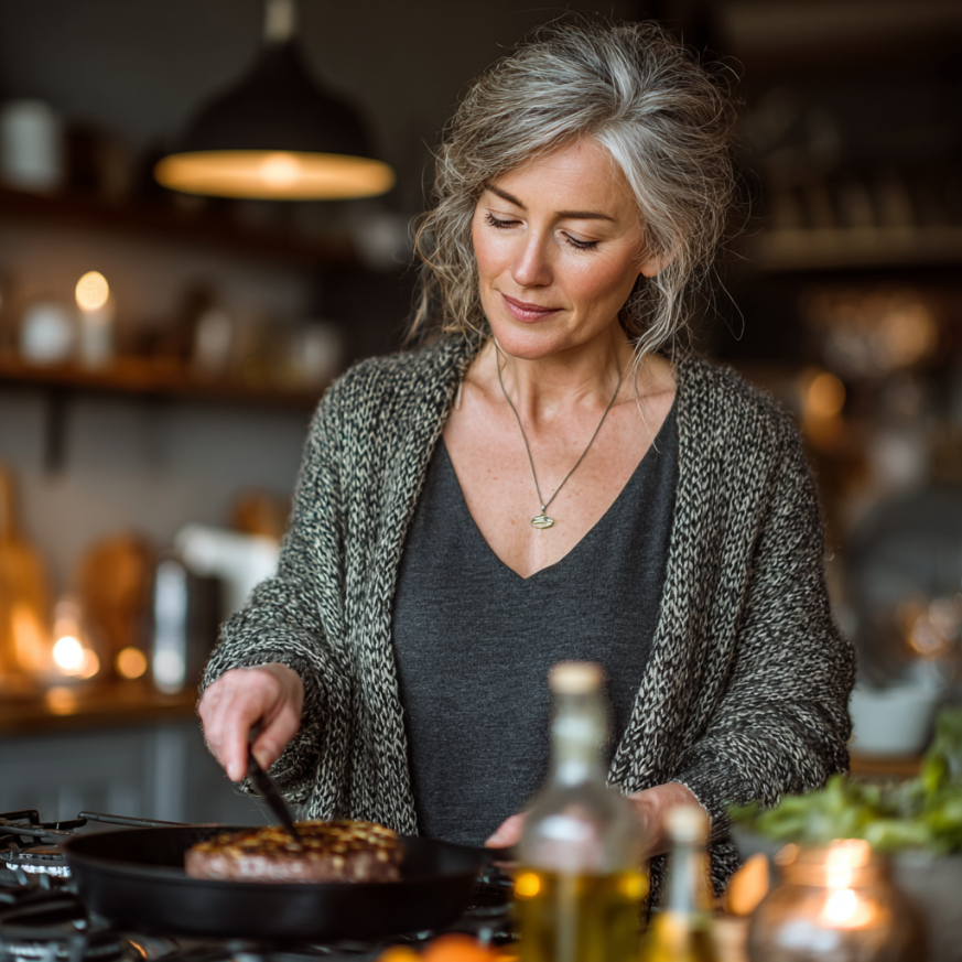 Възрастна двойка готви здравословна храна